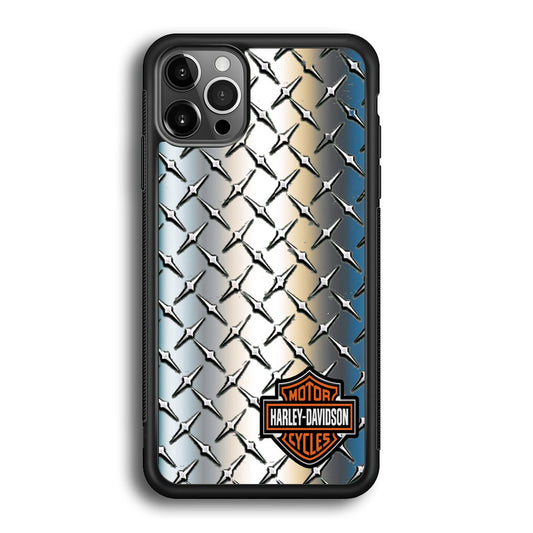 Harley Davidson Silver Steel Plate Motif iPhone 12 Pro Case