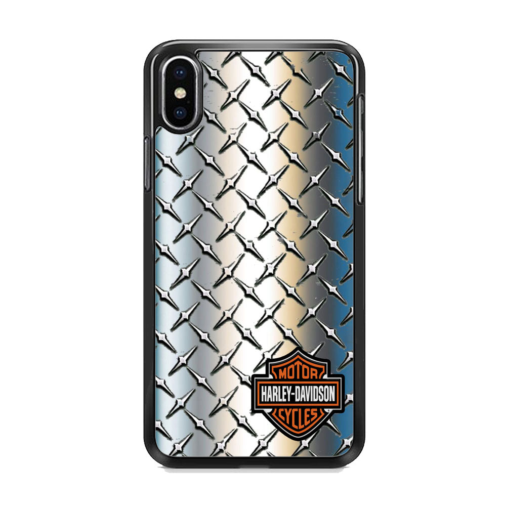 Harley Davidson Silver Steel Plate Motif iPhone Xs Case