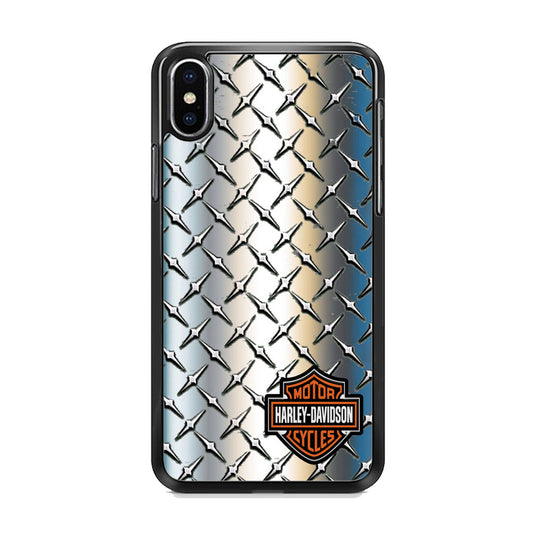 Harley Davidson Silver Steel Plate Motif iPhone Xs Case