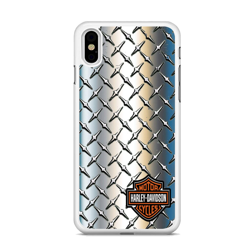 Harley Davidson Silver Steel Plate Motif iPhone Xs Max Case