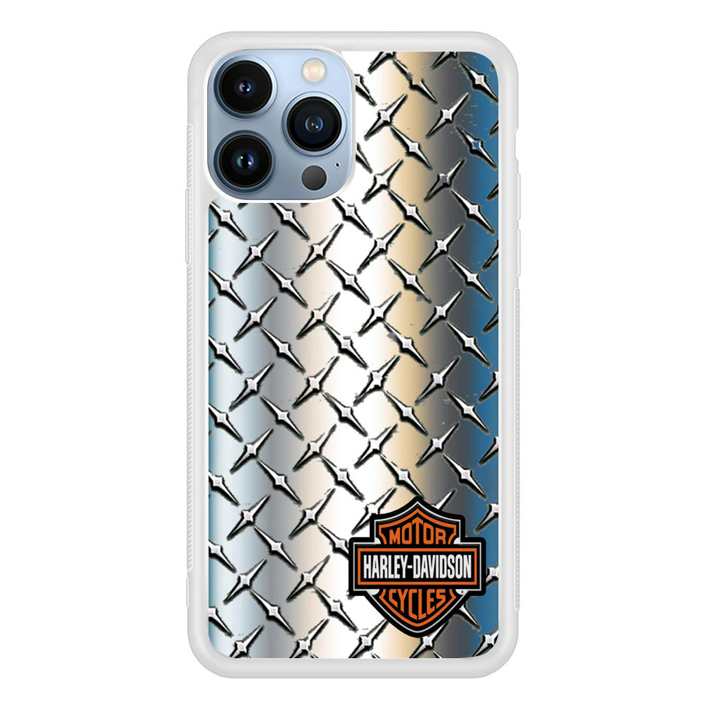 Harley Davidson Silver Steel Plate Motif iPhone 13 Pro Max Case