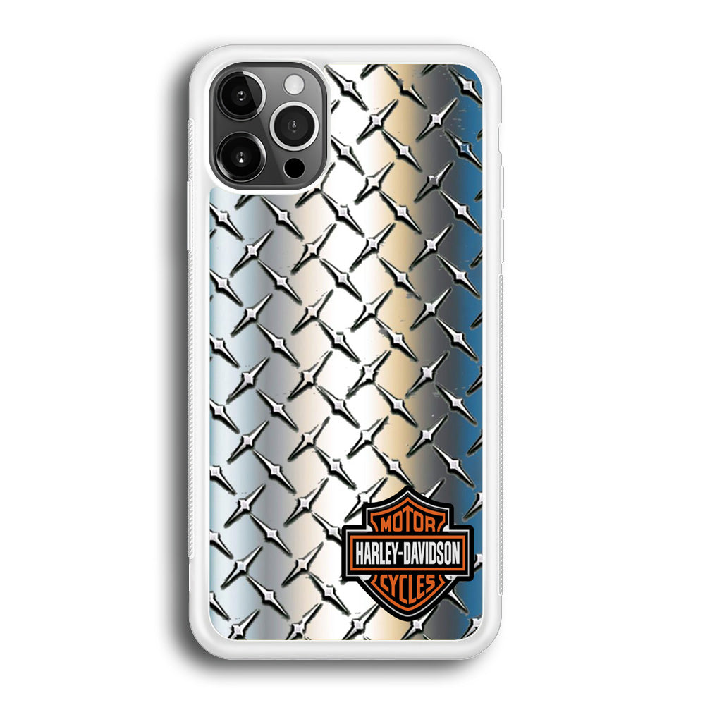 Harley Davidson Silver Steel Plate Motif iPhone 12 Pro Max Case