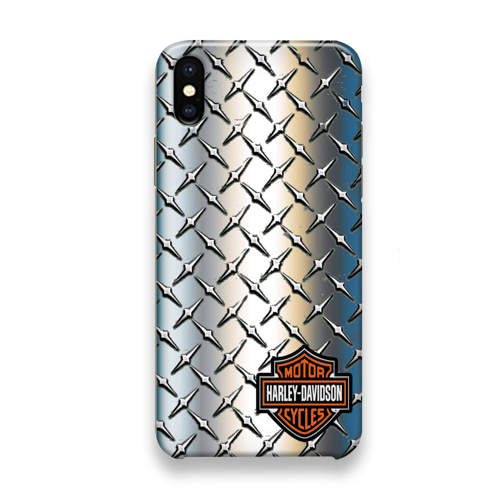 Harley Davidson Silver Steel Plate Motif iPhone Xs Max Case