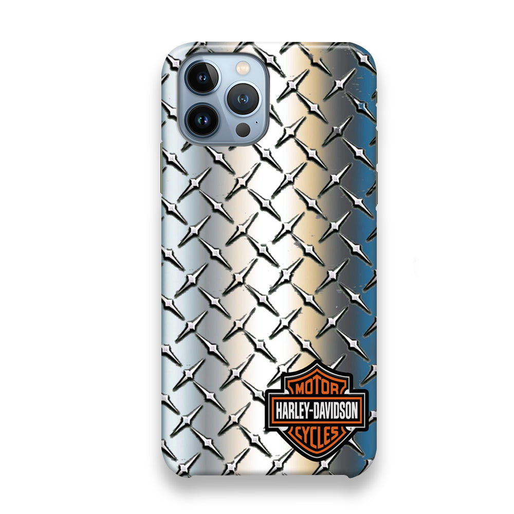 Harley Davidson Silver Steel Plate Motif iPhone 13 Pro Max Case