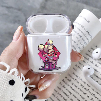 Harly Queen Mini Cartoon Hard Plastic Protective Clear Case Cover For Apple Airpods