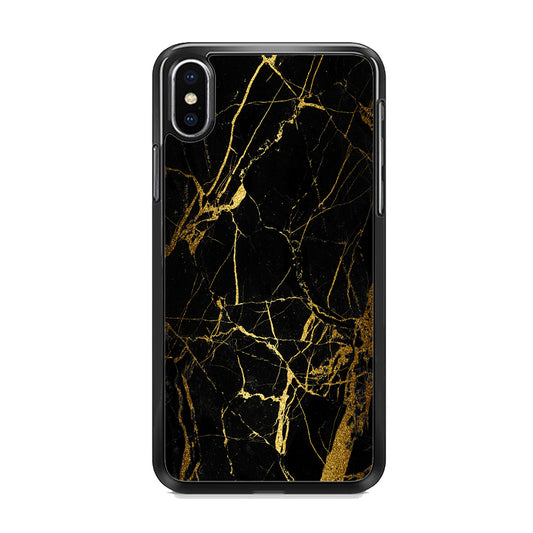 Marble Pattern Black and Gold iPhone Xs Case