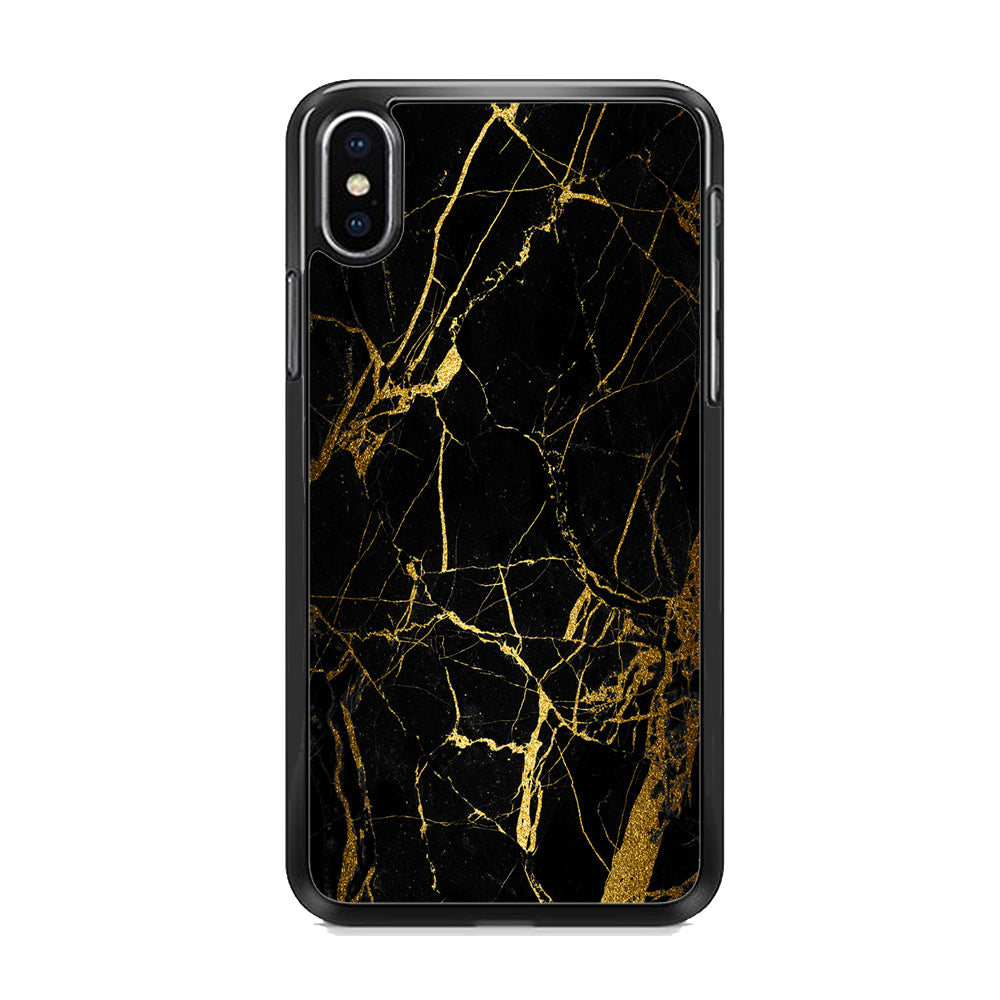 Marble Pattern Black and Gold iPhone X Case