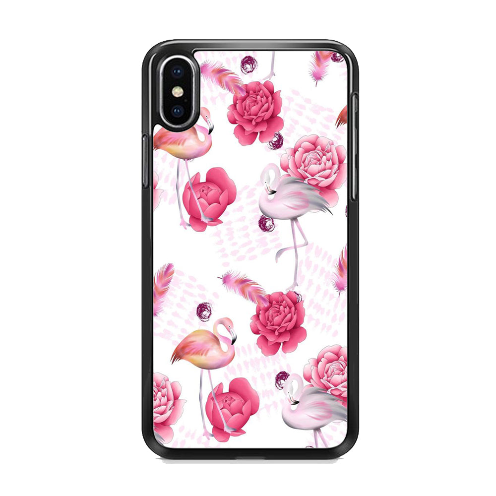 Motif Beautiful Flower and Flamingo iPhone X Case