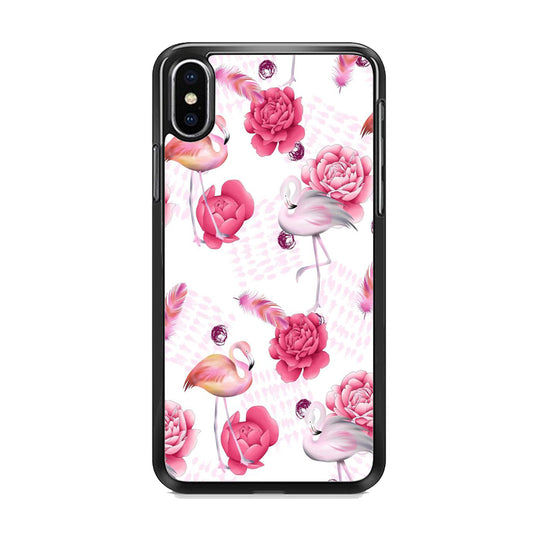 Motif Beautiful Flower and Flamingo iPhone Xs Case