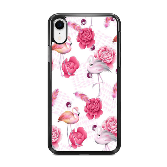 Motif Beautiful Flower and Flamingo iPhone XR Case