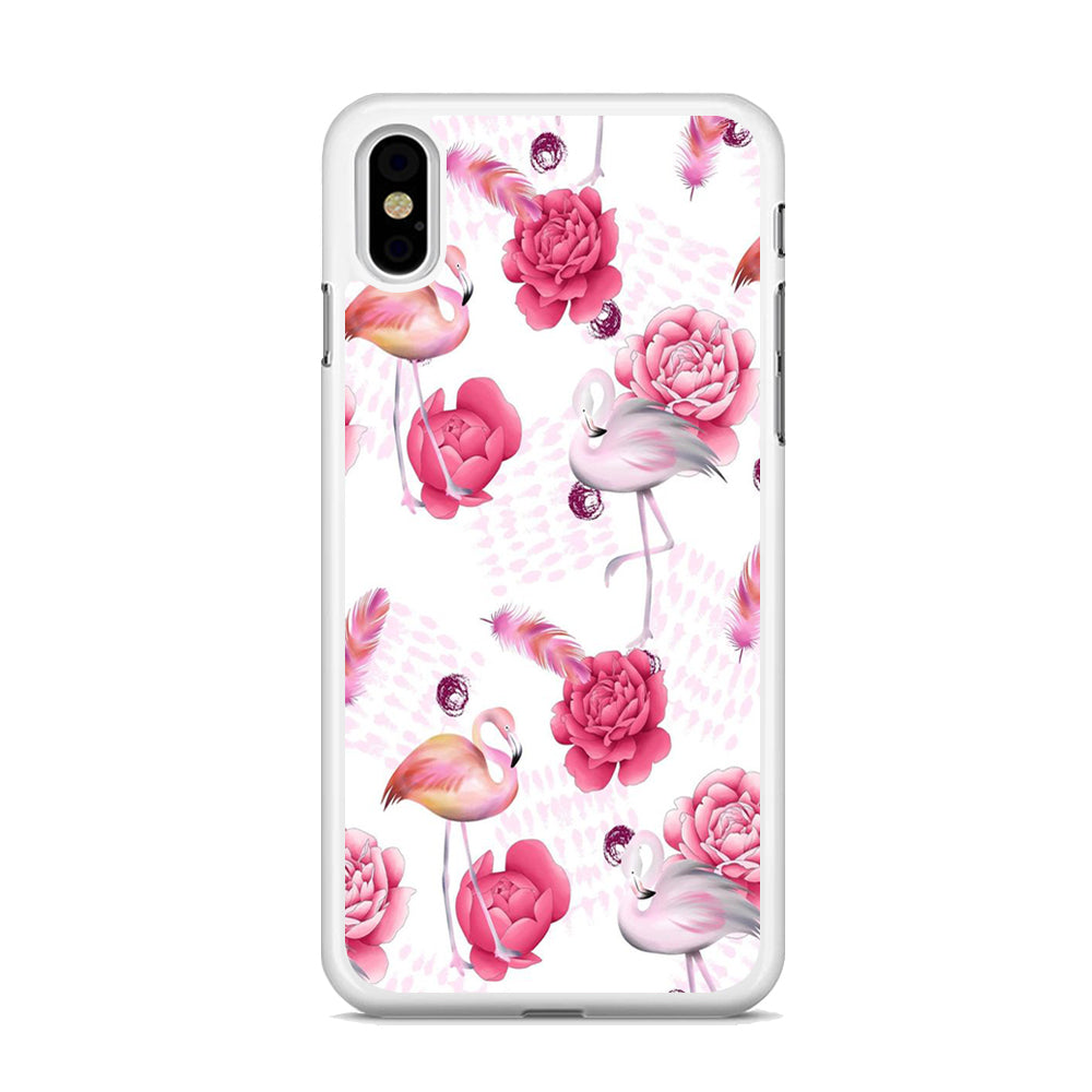 Motif Beautiful Flower and Flamingo iPhone X Case