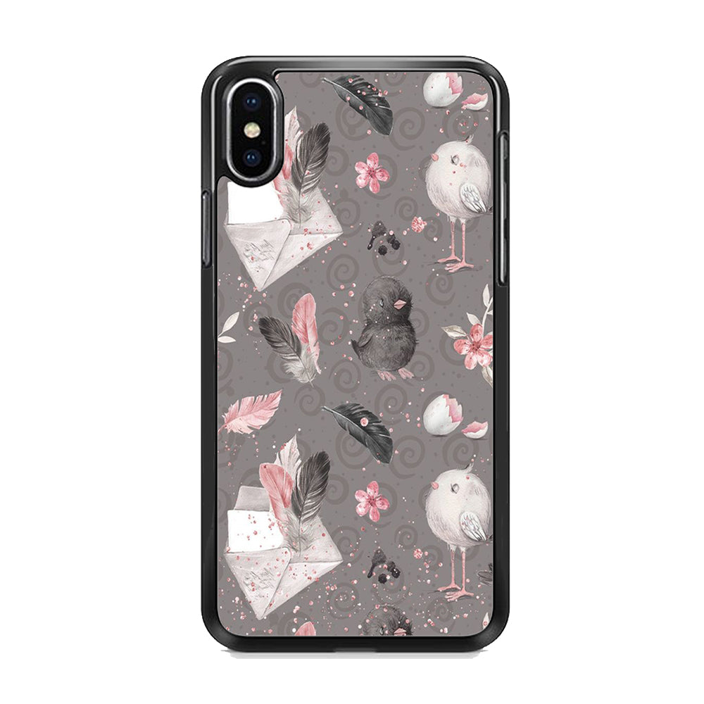 Motif Bird and Letter Grey iPhone X Case