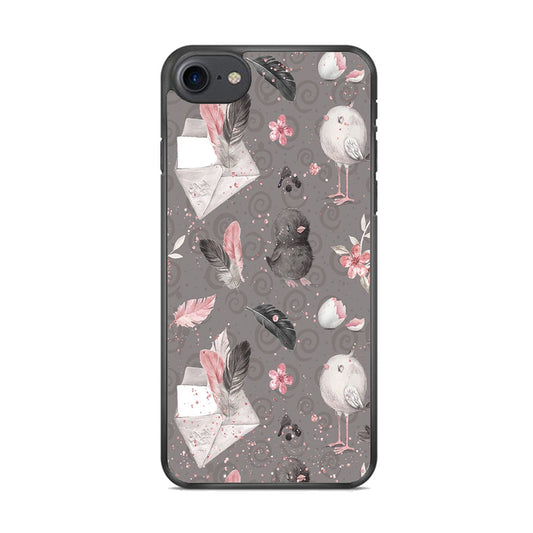 Motif Bird and Letter Grey iPhone 7 Case