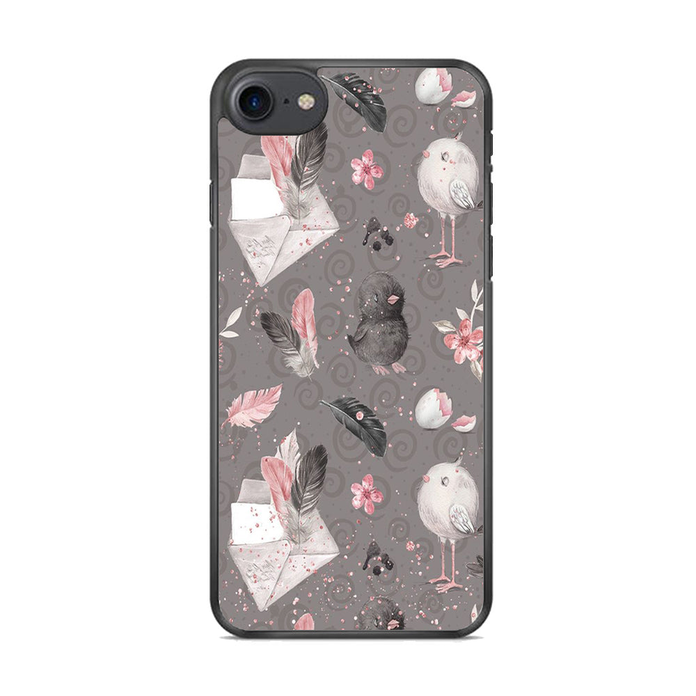 Motif Bird and Letter Grey iPhone 8 Case