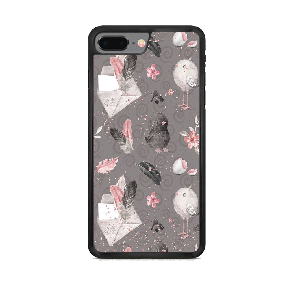 Motif Bird and Letter Grey iPhone 7 Plus Case