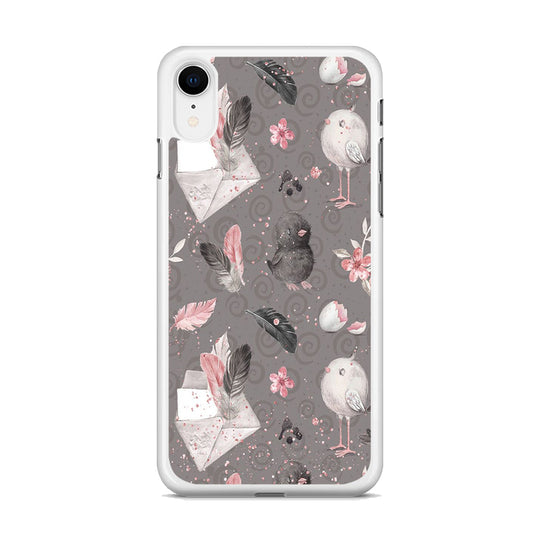 Motif Bird and Letter Grey iPhone XR Case