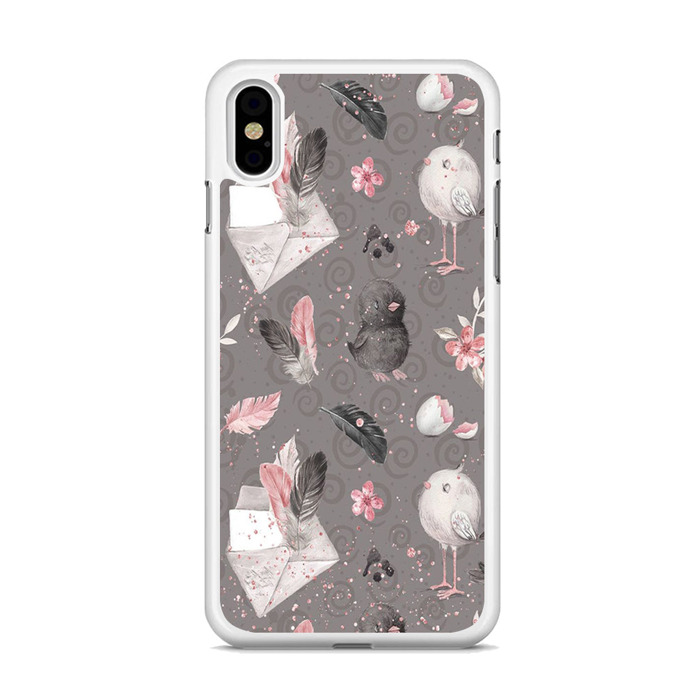 Motif Bird and Letter Grey iPhone X Case