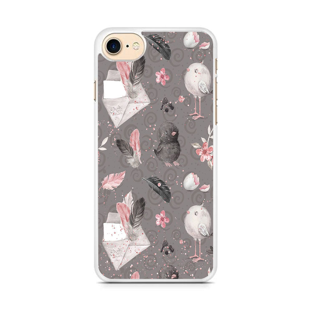 Motif Bird and Letter Grey iPhone 7 Case