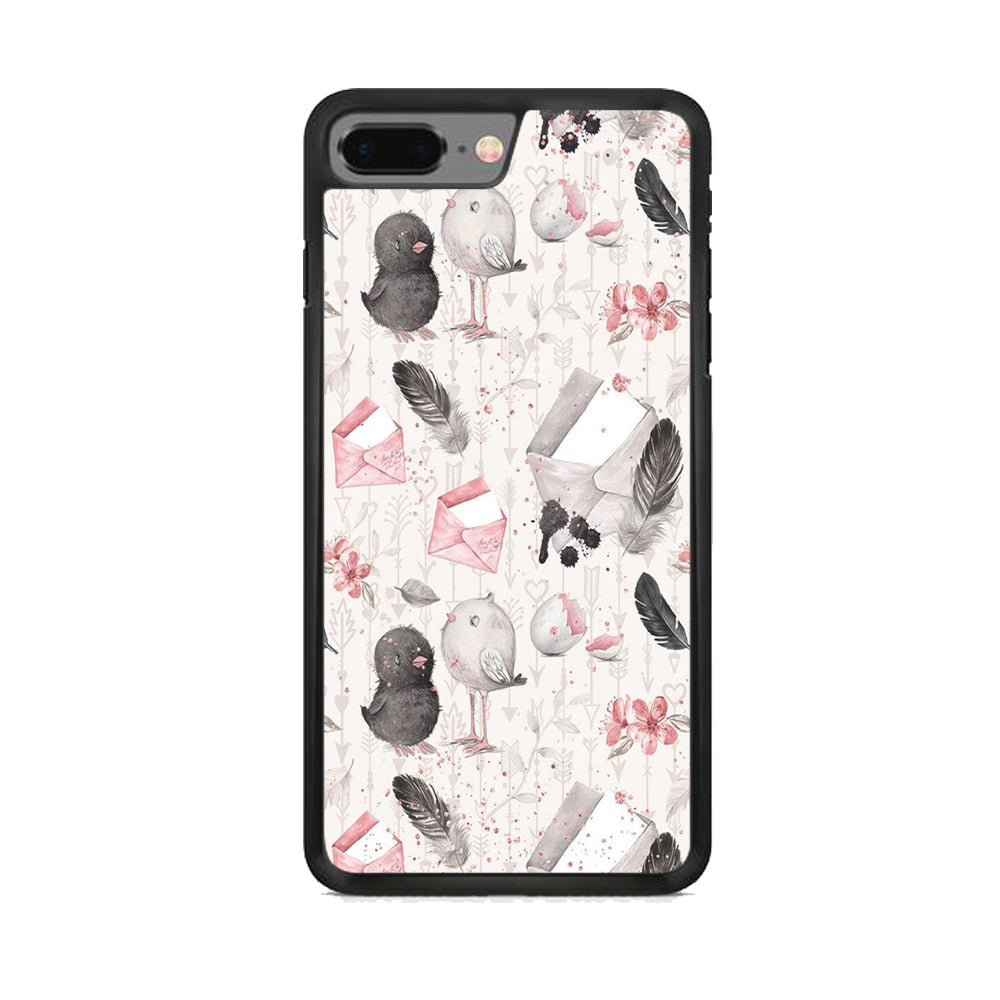 Motif Bird and Letter White  iPhone 8 Plus Case