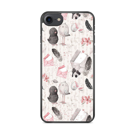 Motif Bird and Letter White iPhone 7 Case