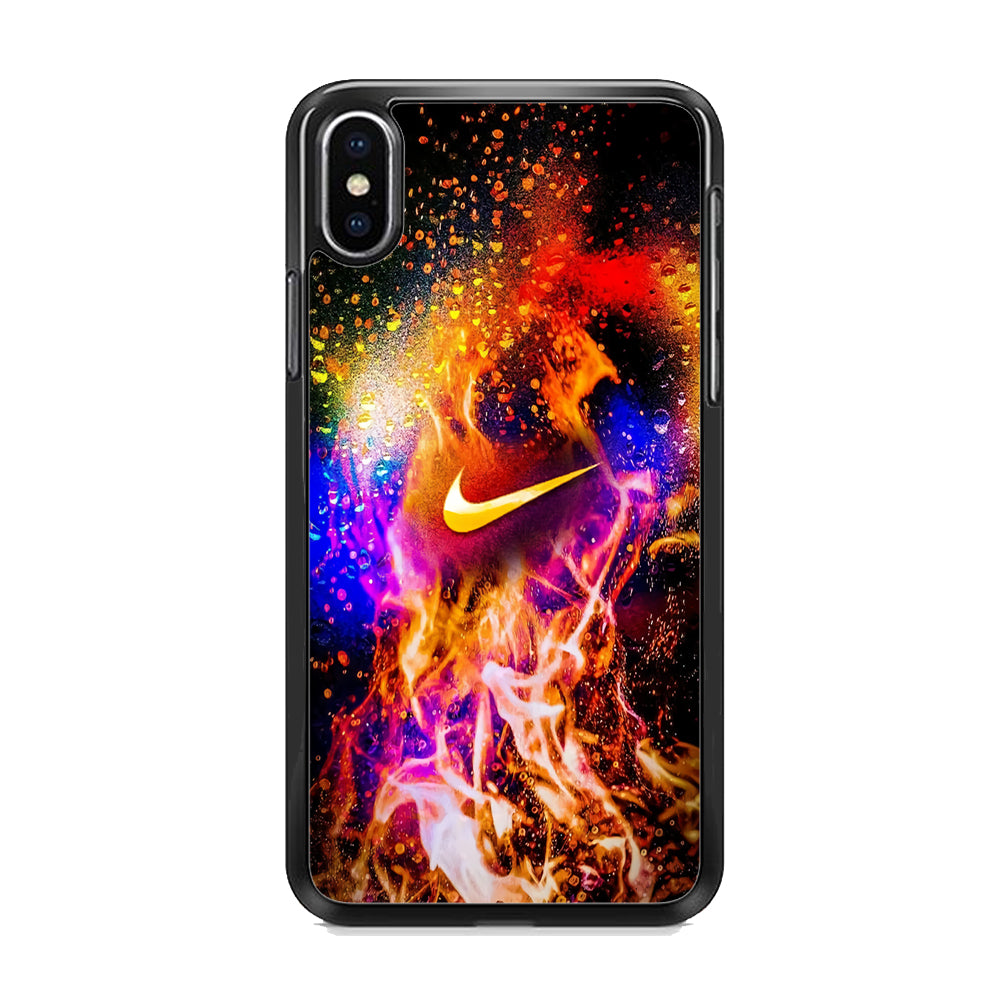 Nike Logo in Fire iPhone X Case