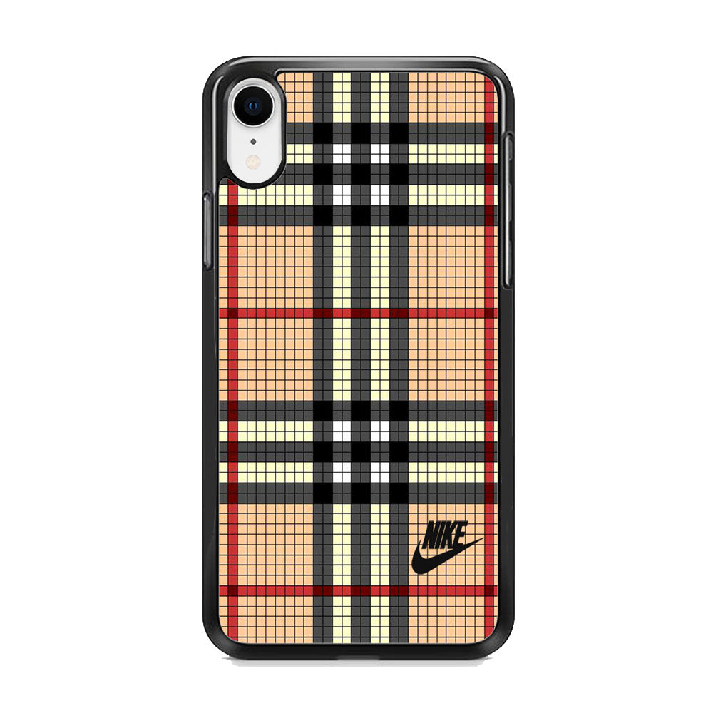 Nike Plaid Brown Motif iPhone XR Case