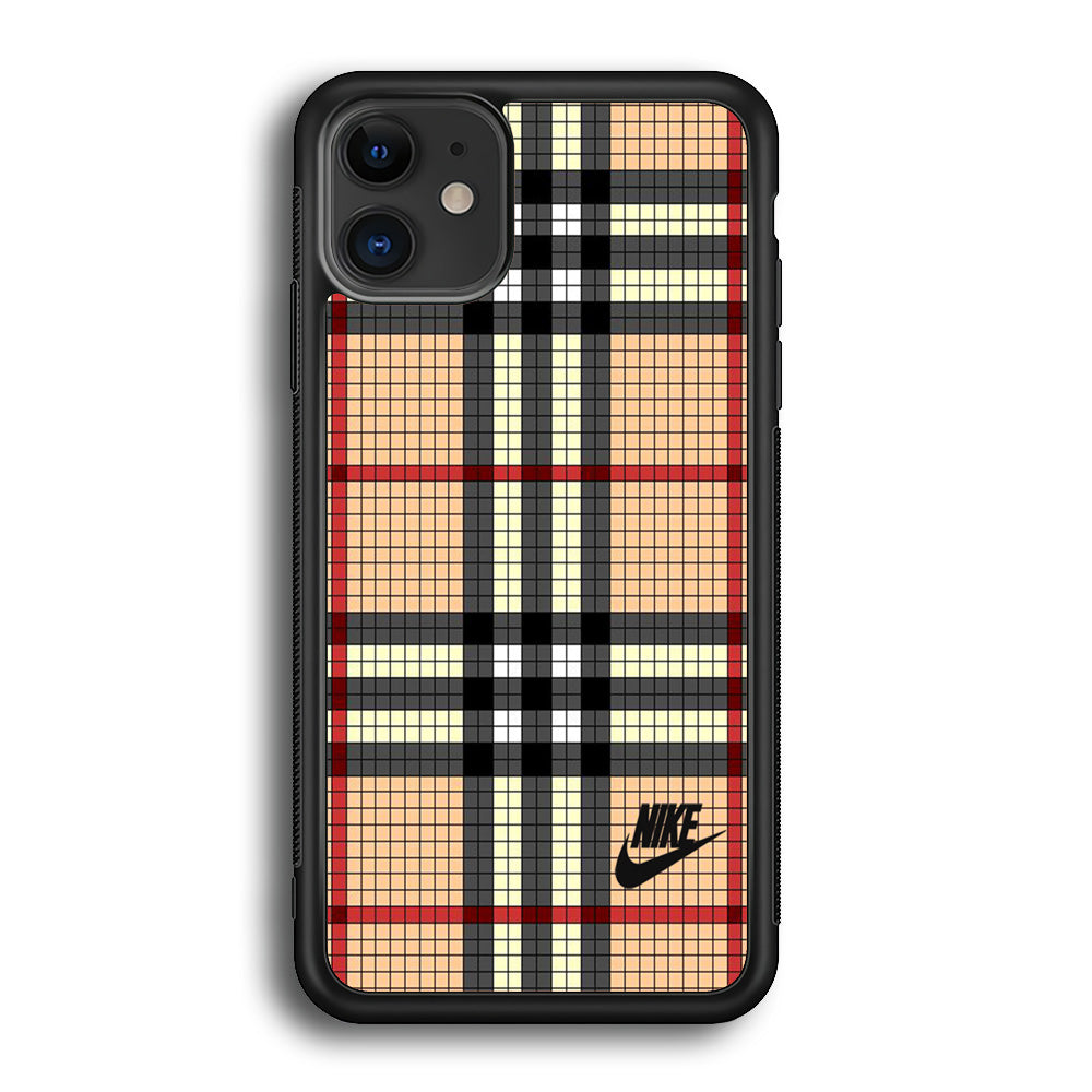 Nike Plaid Brown Motif iPhone 12 Case