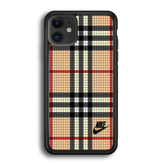 Nike Plaid Brown Motif iPhone 12 Case