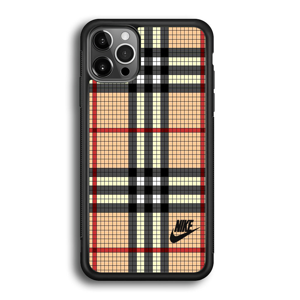 Nike Plaid Brown Motif iPhone 12 Pro Max Case