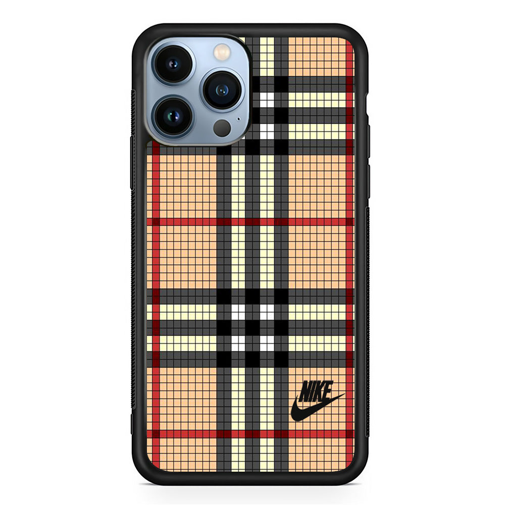 Nike Plaid Brown Motif iPhone 13 Pro Case