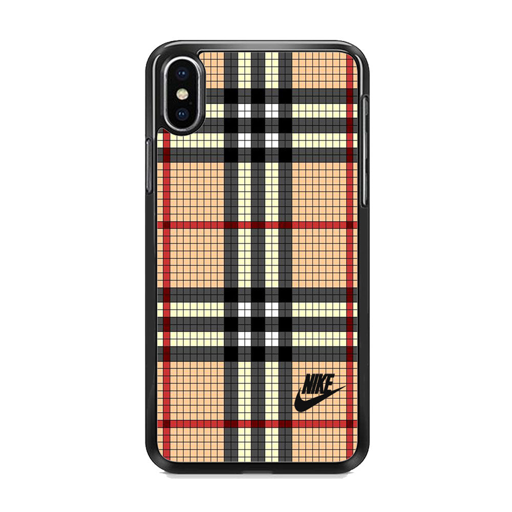 Nike Plaid Brown Motif iPhone Xs Case