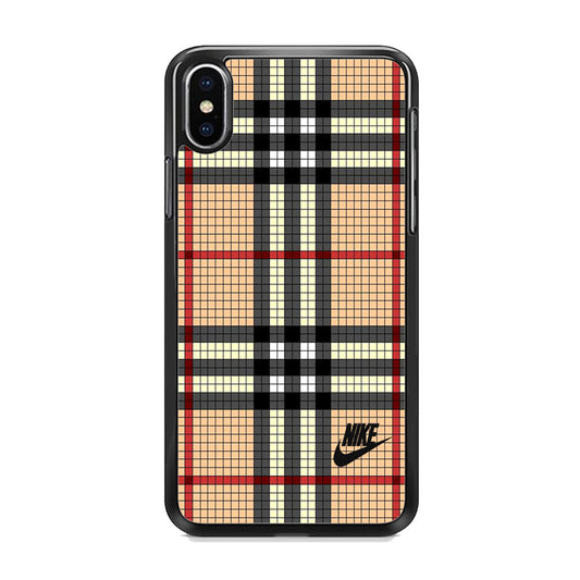 Nike Plaid Brown Motif iPhone Xs Case