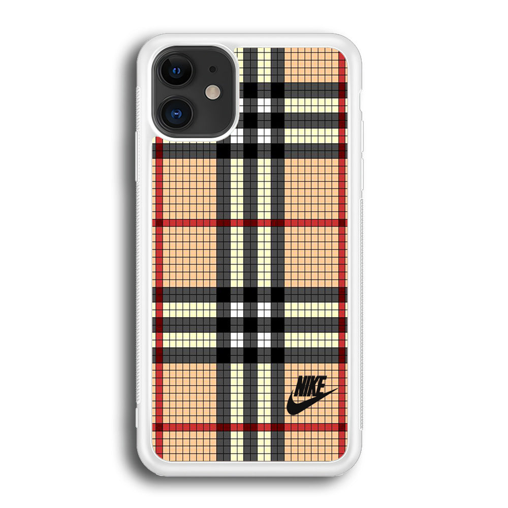 Nike Plaid Brown Motif iPhone 12 Case