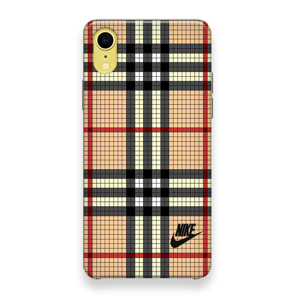 Nike Plaid Brown Motif iPhone XR Case