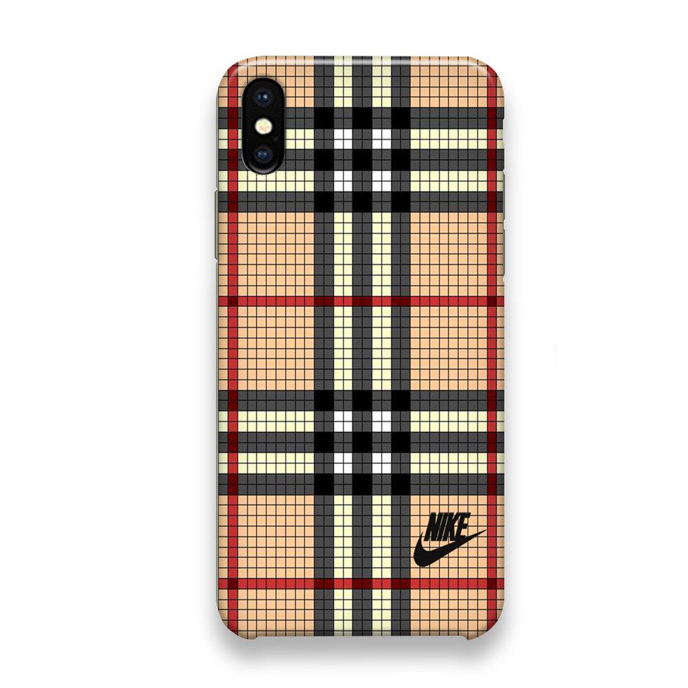 Nike Plaid Brown Motif iPhone X Case