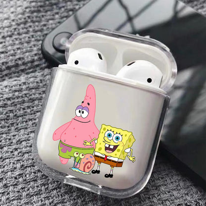 Patrick SpongeBob and Gary Hard Plastic Protective Clear Case Cover For Apple Airpods