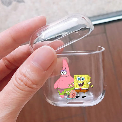 Patrick SpongeBob and Gary Hard Plastic Protective Clear Case Cover For Apple Airpods