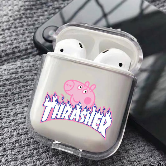 Peppa Pig X Thrasher Flame Hard Plastic Protective Clear Case Cover For Apple Airpods