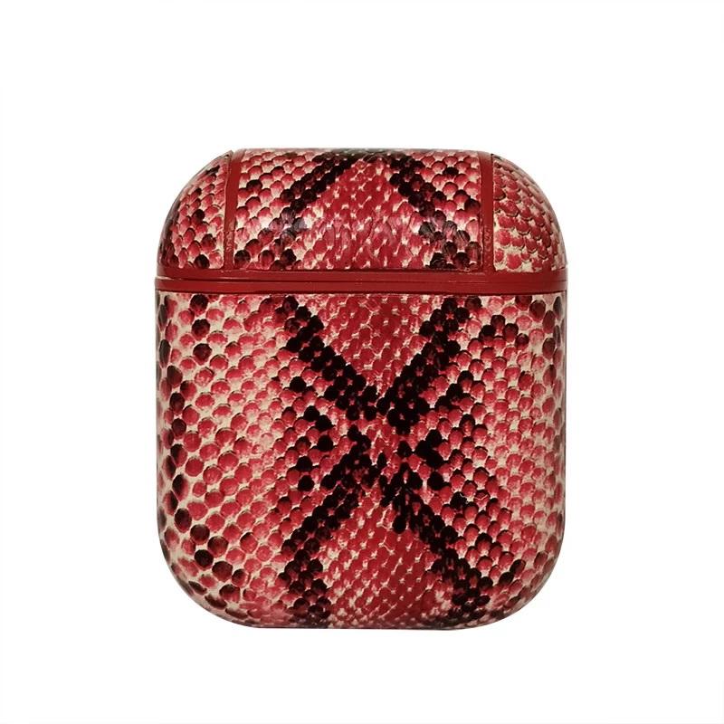 Snake Skin Pattern PU Leather Protective Case Cover For Apple Airpods