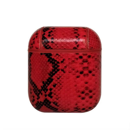 Snake Skin Pattern PU Leather Protective Case Cover For Apple Airpods