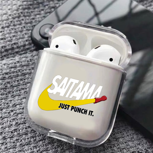 Saitama Just Punch It  Hard Plastic Protective Clear Case Cover For Apple Airpods