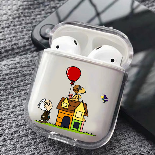 Snoopy X Up Hard Plastic Protective Clear Case Cover For Apple Airpods