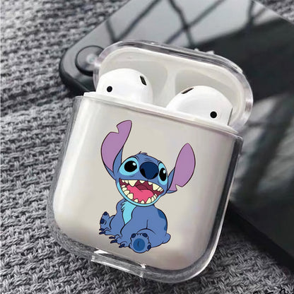 Stitch Smiled Hard Plastic Protective Clear Case Cover For Apple Airpods