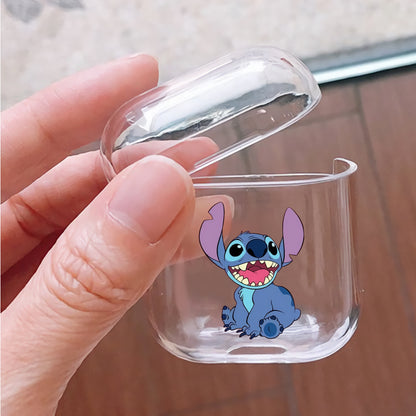 Stitch Smiled Hard Plastic Protective Clear Case Cover For Apple Airpods