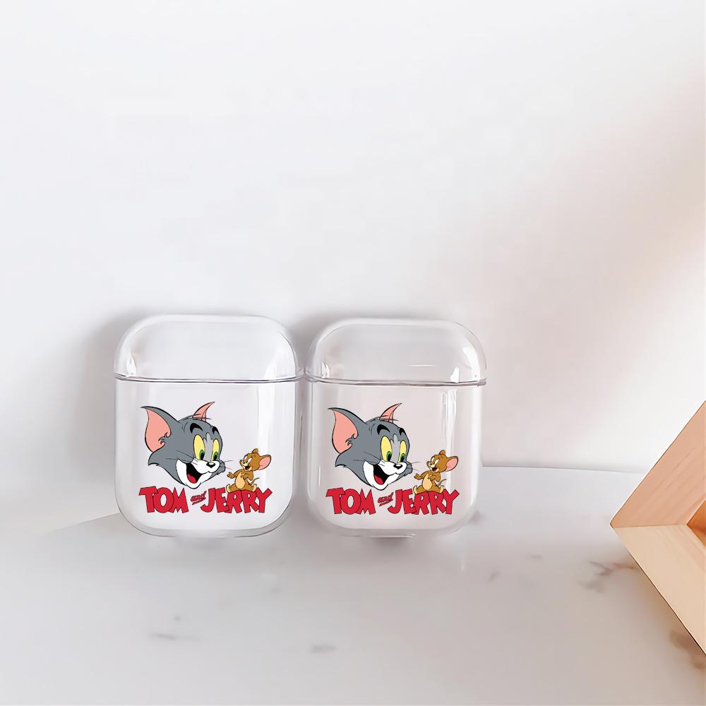 Tom Jerry Cartoon Hard Plastic Protective Clear Case Cover For Apple Airpods