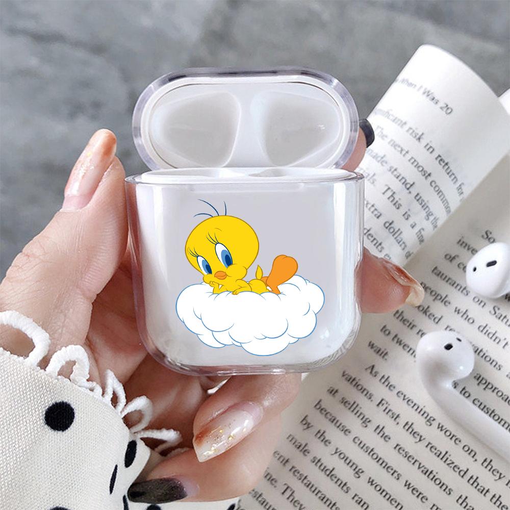 Tweety Cartoon Hard Plastic Protective Clear Case Cover For Apple Airpods