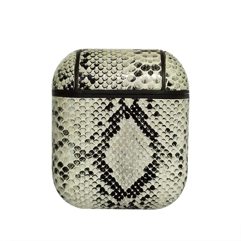 Snake Skin Pattern PU Leather Protective Case Cover For Apple Airpods