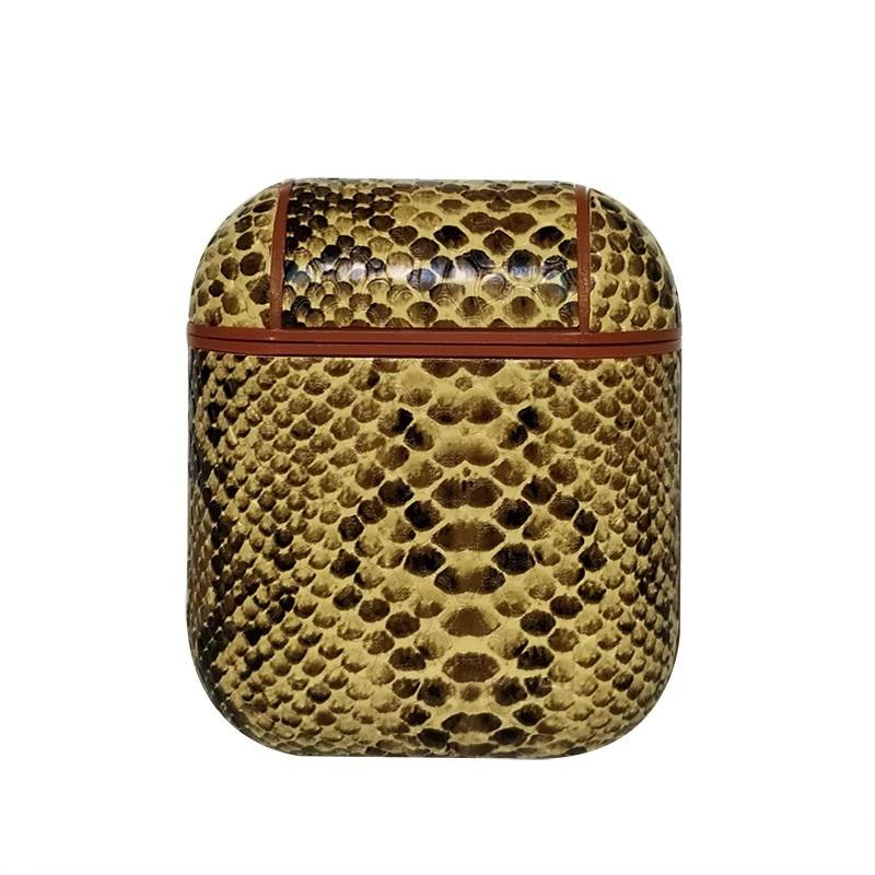 Snake Skin Pattern PU Leather Protective Case Cover For Apple Airpods